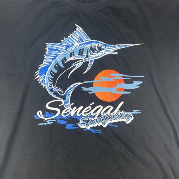 VTG Fishing shirt Men's Size XL Black Senegal Sea marlin sport fishing (Read) - Picture 6 of 11